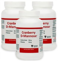 3 PACK Cranberry D-Mannose Urinary Tract Support (180 Tabs)