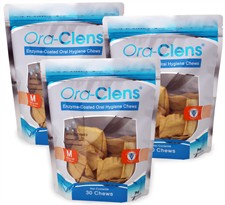 3 PACK Ora-Clens Oral Hygiene Chews MEDIUM (90 Chews)