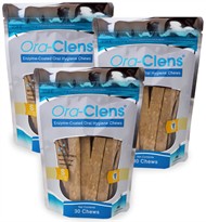 3 PACK Ora-Clens Oral Hygiene Chews SMALL (90 Chews)