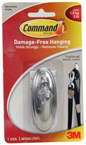 3M Traditional Faux Metal Brushed Nickel Medium Hook