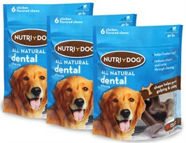 3-PACK 3M Nutri-Dog All Natural Dental Chews LARGE (18 ct)