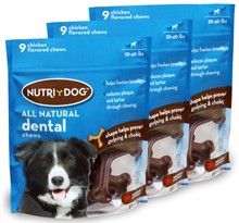 3-PACK 3M Nutri-Dog All Natural Dental Chews MEDIUM (27 ct)