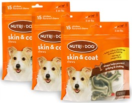3-PACK 3M Nutri-Dog Skin And Coat Chews SMALL (45 ct)