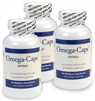 3 Pack Omega-Caps - For MEDIUM Dogs (180 Softgel Capsules)