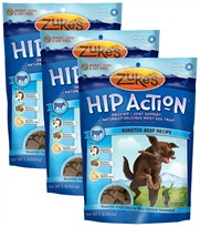 3 Packs Zuke's Hip Action with Glucosamine and Chondroitin - BEEF (3 lb)