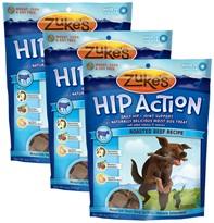3 Packs Zuke's Hip Action with added Glucosamine and Chondroitin - BEEF (18 oz)