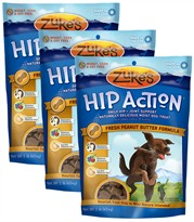 3 Packs Zuke's Hip Action with Glucosamine and Chondroitin - PEANUT BUTTER (3 lb)