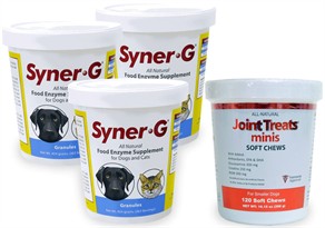 3-PACK Syner-G&reg; Digestive Enzymes GRANULES (1362 gm) + FREE Joint Treats