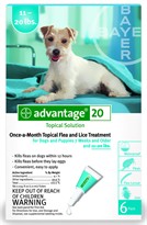 6 MONTH Advantage Flea Control Teal: For Dogs 11-20 lbs.