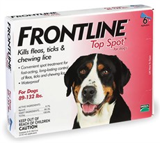 6 MONTH  Frontline Top Spot Red: for Dogs 89-132 lbs.