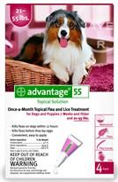 4 MONTH Advantage Flea Control  Red: For Dogs 21-55 lbs.