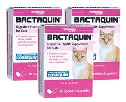 3-PACK Bactaquin Digestive Health Supplement for Cats - 90 Sprinkle Capsules