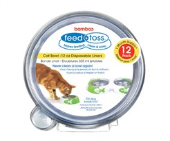 12 PACK Feed + Toss Cat Bowl Disposable Liner for CATS - 12 oz