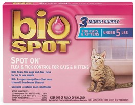 Bio Spot On Spot for Cats and Kittens under 5 lbs. (3 Month Supply)