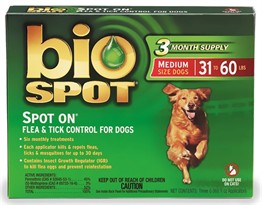 Bio Spot On Spot - MEDIUM for Dogs 31 to 60 lbs. (3 Month Supply)