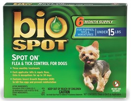 Bio Spot  for SMALL Dogs under 15 lbs (6 month supply)