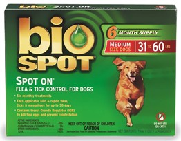 Bio Spot On Spot - MEDIUM for Dogs 31 to 60 lbs. (6 Month Supply)