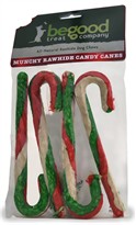 Be Good Holiday Tri- Color Munchy Rawhide Candy Canes (4-PACK)