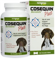 COSEQUIN Hip and Joint Supplement PLUS Bonelets for Dogs - 100 Chewable Tablets