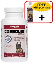 Cosequin Multi Once-A-Day Supplement for Large Dogs 50 lbs. and Over (45 Chewable Tablets) + Dermaquin Omega-3 Fish Oil Supplement for Dogs (16 fl oz.)