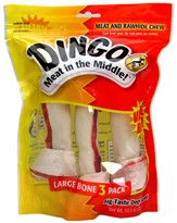 Dingo Meat in the Middle Rawhide Chew - Large Bones (3 pack)