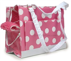 Petmate SS Carrier Pampered Pink/Polka Dots - SMALL