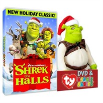 Shrek The Halls Wide/Full Screen DVD & TY Beanie Babies Set