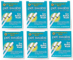 6-PACK Pet Swabs - Ear Relief Wash Swabs