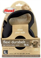 Flexi Durabelt Belt Retractable Leash - Large 150 lbs. - Black 16 ft.