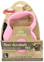 Flexi Durabelt Belt Retractable Leash - Large 150 lbs. - Pink/Rose 16 ft.