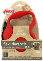 Flexi Durabelt Belt Retractable Leash - Large 150 lbs. - Red 16 ft.