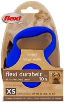 Flexi Durabelt Belt Retractable Leash - XSmall 26 lbs. - Blue 10 ft