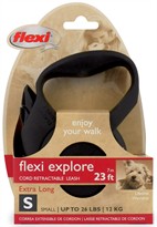 Flexi Explore Cord Retractable Leash - Small 26 lbs. - Black 23 ft.
