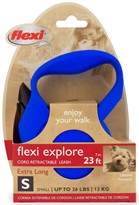 Flexi Explore Cord Retractable Leash - Small 26 lbs. - Blue 23 ft.