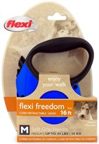 Flexi Freedom Cord Retractable Leash - Medium 44 lbs. - Blue/Black 16 ft.