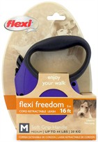 Flexi Freedom Cord Retractable Leash - Medium 44 lbs. - Purple/Black 16 ft.