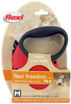 Flexi Freedom Cord Retractable Leash - Medium 44 lbs. - Red/Black 16 ft.