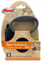 Flexi Freedom Cord Retractable Leash - Small 26 lbs. - Black/Black 16 ft.