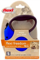 Flexi Freedom Cord Retractable Leash - Small 26 lbs. - Blue/Black 16 ft.