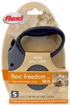 Flexi Freedom Cord Retractable Leash - Small 26 lbs. - Granite Grey/Black 16 ft.