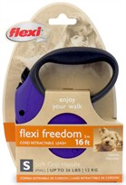 Flexi Freedom Cord Retractable Leash - Small 26 lbs. - Purple/Black 16 ft.
