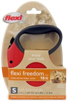 Flexi Freedom Cord Retractable Leash - Small 26 lbs. - Red/Black 16 ft.