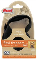 Flexi Freedom Cord Retractable Leash - XSmall 18 lbs. - Black 10 ft.