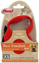 Flexi Freedom Cord Retractable Leash - XSmall 18 lbs. - Red 10 ft.