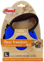 Flexi Freedom Tape Retractable Leash - Large 110 lbs. - Blue/Black 16 ft.