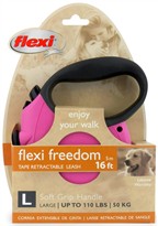 Flexi Freedom Tape Retractable Leash - Large 110 lbs. - Pink/Black 16 ft.
