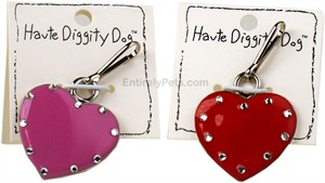 Porcelain Heart Charms w/Rhinestones 