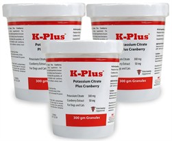 3 PACK K-Plus Potassium Citrate Plus Cranberry (900g Granules)
