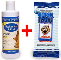 Lipiderm Dog (8 oz) + 5 count Quick Bath Dog Wipes