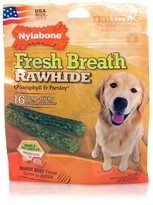 Nylabone Fresh Breath Rawhide Chlorophyll & Parsley - Beef (16 large sticks)